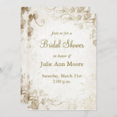 アンティーク金ゴールドヴィンテージブライダルシャワー招待 招待状 (正面/裏面)