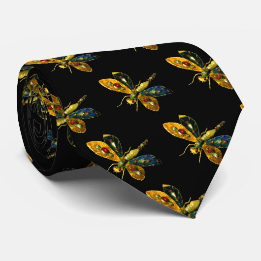 アンティーク金ゴールド宝石付き玉石 ネクタイ (ロール)