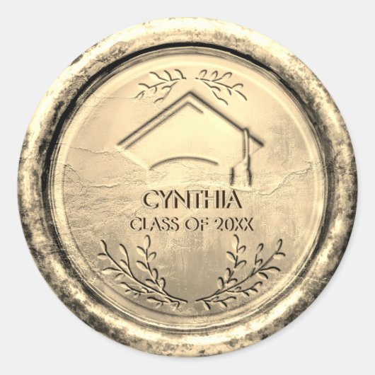 アンティーク金ゴールド目盛キャップ金ゴールドワックスシール ラウンドシール (正面)