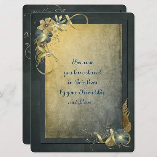 アンティーク金ゴールド結婚の発願の更新 招待状 (正面/裏面)