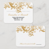アンティーク金ゴールド結婚フローラ座席表 プレイスカード (正面/裏面)
