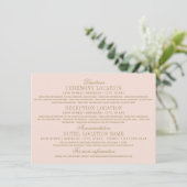 アンティーク金ゴールド結婚情報赤面ピンク エンクロージャーカード (スタンド正面)