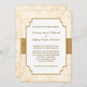 アンティーク金ゴールド縁ど結婚フローラ 招待状 (正面/裏面)