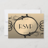 アンティーク金ゴールドRSVPとメニューの選択 出欠カード (裏面)