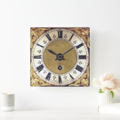 アンティーク金箔ルックローマ数字時計 スクエア壁時計 (ホーム)