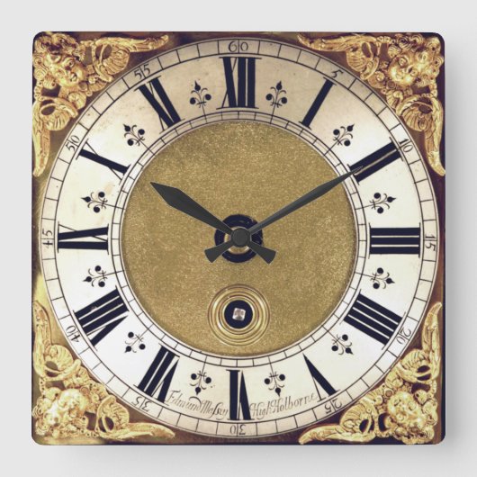 アンティーク金箔ルックローマ数字時計 スクエア壁時計 (正面)