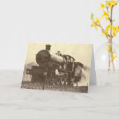 アンティーク鉄道エンジンカード カード (黄色い花)