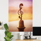 アンティーク銅ハンドベルGクレフ、 音符記号ハンドル ポスター (ホームオフィス)