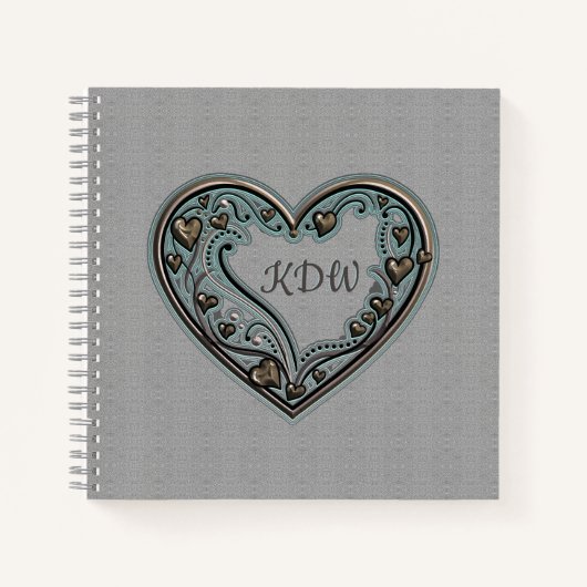アンティーク銅ハート ノートブック (正面)