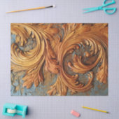 アンティーク銅錆バロックオーナメントほこりっぽいブルー 薄葉紙 (クラフト)