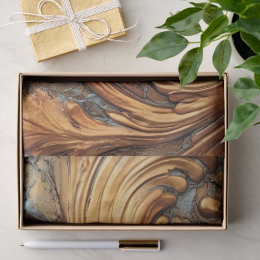 アンティーク銅錆バロックオーナメントほこりっぽいブルー 薄葉紙 (ギフト)