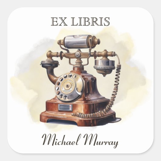 アンティーク銅電話蔵書票 スクエアシール (正面)