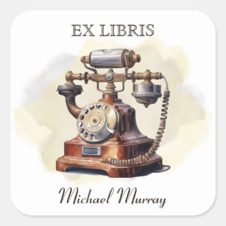 アンティーク銅電話蔵書票 スクエアシール