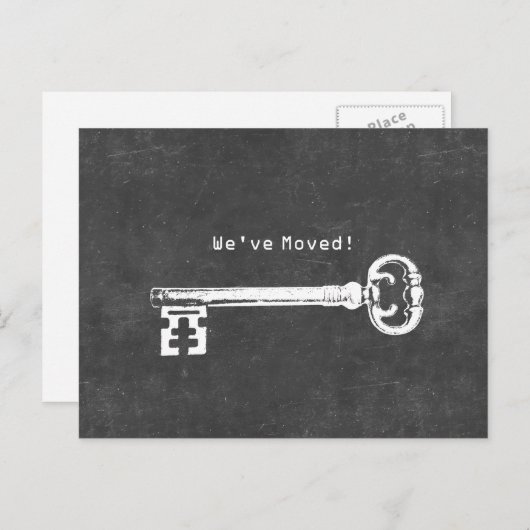 アンティーク鍵シャルボード新しいアドレス移動 案内ポストカード (正面/裏面)