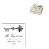 アンティーク鍵パーソナライズされた差出人住所スタンプ ラバースタンプ (押印)