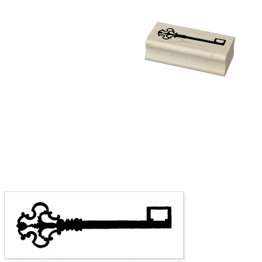 アンティーク鍵木製ゴムスタンプ ラバースタンプ (押印)