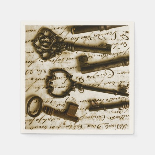 アンティーク鍵 スタンダードカクテルナプキン (正面)