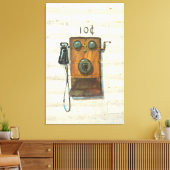 アンティーク電話で包まれたキャンバス キャンバスプリント (インサイチュ (リビング))
