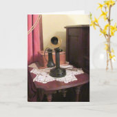 アンティーク電話グリーティングカード カード (黄色い花)