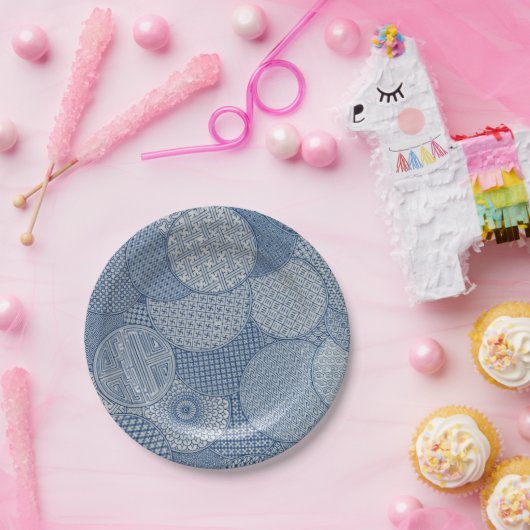 アンティーク青フェイク白王室の磁器1877 ペーパープレート (パーティー)