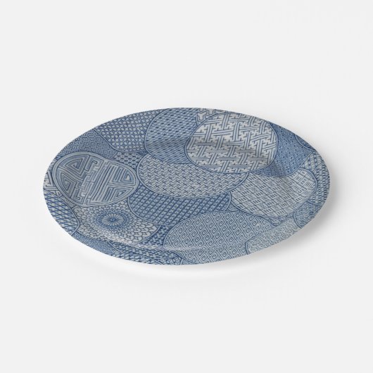 アンティーク青フェイク白王室の磁器1877 ペーパープレート (アングル)