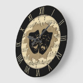 アンティーク音楽とシアターマスクローマ数字 ラージ壁時計 (傾斜)