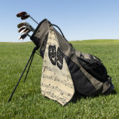 アンティーク音楽とシアターマスク ゴルフタオル (グリーン)