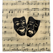 アンティーク音楽とシアターマスク シャワーカーテン (正面)