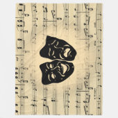 アンティーク音楽とシアターマスク フリースブランケット (正面)