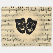 アンティーク音楽とシアターマスク フリースブランケット (正面(横))
