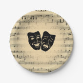 アンティーク音楽とシアターマスク ペーパープレート (正面)