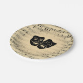 アンティーク音楽とシアターマスク ペーパープレート (アングル)