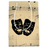 アンティーク音楽とシアターマスク ミディアムペーパーバッグ (正面)