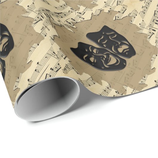 アンティーク音楽とシアターマスク ラッピングペーパー (ロールコーナー)