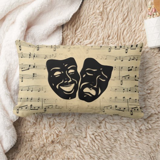 アンティーク音楽とシアターマスク ランバークッション (ブランケット)
