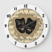 アンティーク音楽とシアターマスク ラージ壁時計 (正面)