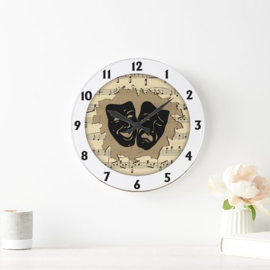 アンティーク音楽とシアターマスク ラージ壁時計 (ホーム)