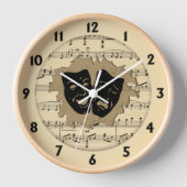 アンティーク音楽とシアターマスク 壁時計 (正面)