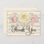 アンティーク音楽とピンクイエローフローラありがとう ポストカード (正面/裏面)
