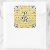 アンティーク音楽トレブルクレフ、 音符記号ヴィンテージデザイン スクエアシール (バッグ)