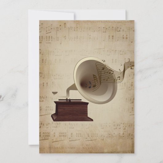 アンティーク音楽結婚のテーマ招待状 招待状 (裏面)