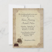 アンティーク音楽結婚のテーマ招待状 招待状 (正面)