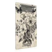 アンティーク風の花の装飾 - モノクロの蝶 ミニクリップボード (アングル)