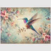 アンティーク風の華やかな花とハチドリのデコパージュ 薄葉紙 (正面)
