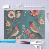 アンティーク風の鳥と花のデコパージュ用ティシュペーパー 薄葉紙 (クラフト)