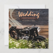アンティーク風バイクの結婚式招待状 招待状 (正面)