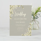 アンティーク風フラワーベージュの結婚式招待状 招待状 (スタンド正面)