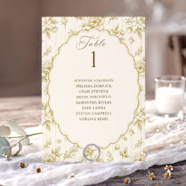 アンティーク風フラワーモチーフ ゴールド+クリーム色 結婚式 座席表