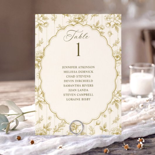 アンティーク風フラワーモチーフ ゴールド+クリーム色 結婚式 座席表
