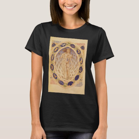 アンティーク風天体黄道帯チャート, ビンテージ占星術 Tシャツ (正面)